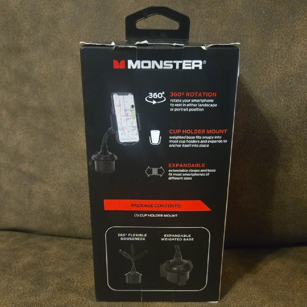 Universal Black Cup Holder Gooseneck Phone Mount